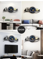 forest figure Deer  3d wood Wall clock blue jungle with light  Fancy Clocks for Bedroom and Drawing Room(with light) - Image 5
