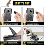 Best Seller  Catcher Automatic Spring Reusable Plastic Black Rat Mice Mouse Traps - Image 2