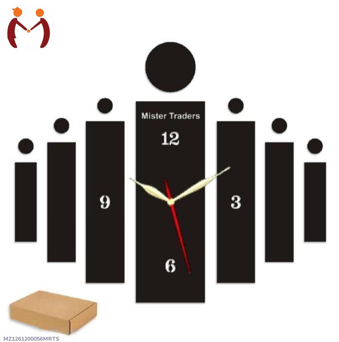 MZ1261200056MRTS-media-4 3D Wooden Wall Clock Black Modern Design – Laser Cut Home Decor - Image 1
