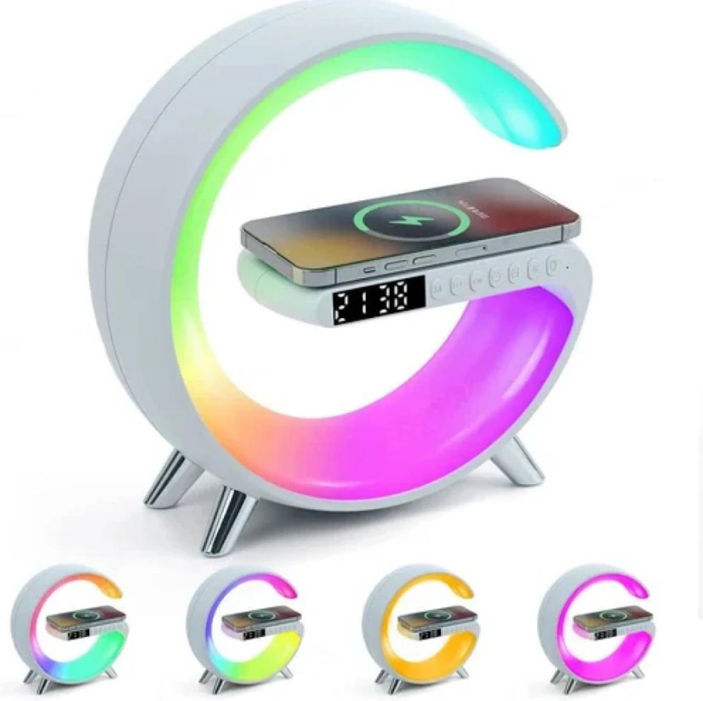 S4871d6db4fa346998874c7a56b2ab606D.jpg G11 G Shape Bluetooth Speaker Multifunctional Lamp Digital Alarm Wirless Charging Memory Card Supported - Image 1