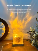 Dynamic Rotating Water Ripple Night Light 3 Colors Flame Crystal Lamp for Living Room Study Bedroom (with remote Attached USB cable) - Image 2