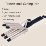 MO-6003  hair curler Professional Hair Straightener for Curly and Wavy Hair 5 Tubes - Image 5