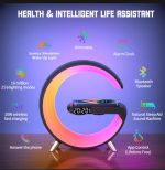 G11  G Shape Bluetooth Speaker Multifunctional Lamp Digital Alarm Wirless Charging Memory Card Supported - Image 2