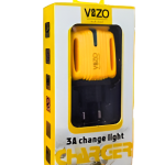 3A Light Change Charger with 2 USB Ports & Built-in Micro USB Cable | Best Quality Charger For Android | Vizo 3A Charger