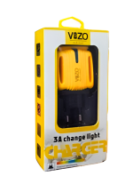 3A Light Change Charger with 2 USB Ports & Built-in Micro USB Cable | Best Quality Charger For Android | Vizo 3A Charger