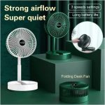 Folding Telescopic Floor Fan 3 Gears Summer Silent Desktop Retractable Fan for Office Bedroom School USB Rechargeable Ventilator - Image 3