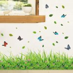 New 3D Fresh Green Plant Removable Green Grass PVC Wall Stickers Home Decor waterproof DIY Removable Art Vinyl 7 inch x  54 inch