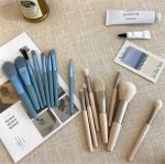 8pcs Travel Makeup Brush Kit Mini Cosmetic Brush for Face Foundation Blush Eye Shadow Wooden Handle (random color) - Image 2