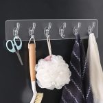 6 Row Transparent Wall Hooks Self Adhesive Clothes Coat Door Hanger Towel Key Holder Bathroom Kitchen Storage Sticker Hook - Image 3