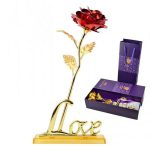 24k Gold Plated Rose (With Love Holder Box) Gift Ramazan Greeting Mother's Day Gift Flower Gold Dipped Rose - Image 2
