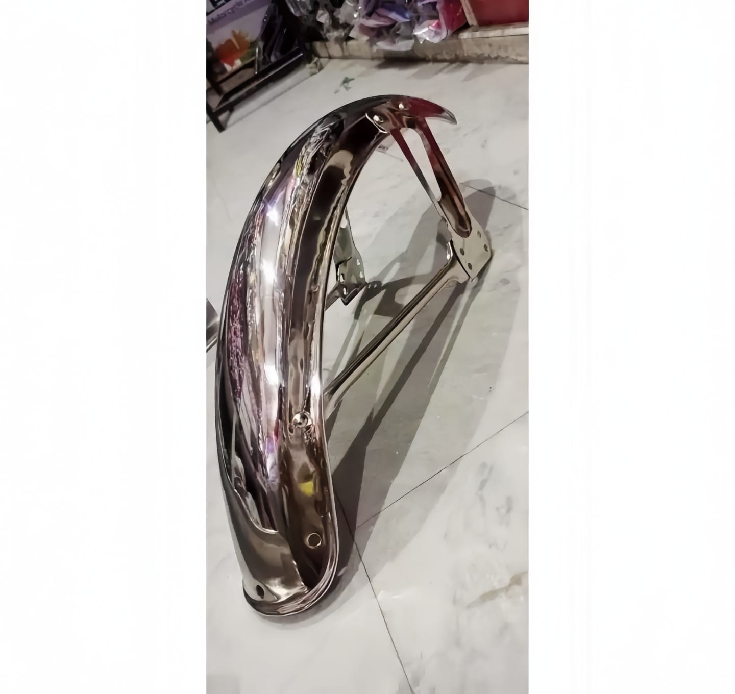 WhatsApp-Image-2024-01-24-at-10.45.23-PM-1.jpeg Front Cut Mudguard for 70cc and 125cc cafe racer bikes | Chrome Mudguard metal quality - Image 1