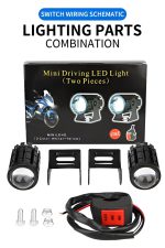 (2pcs) New Mini Driving Fog Light for All Motorcycle, Cars, Jeep(2pcs) Dual Function White-Yellow Lens Projectors Auxiliary Light 20w free button - Image 5