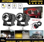(2pcs) New Mini Driving Fog Light for All Motorcycle, Cars, Jeep(2pcs) Dual Function White-Yellow Lens Projectors Auxiliary Light 20w free button - Image 4