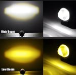 (2pcs) New Mini Driving Fog Light for All Motorcycle, Cars, Jeep(2pcs) Dual Function White-Yellow Lens Projectors Auxiliary Light 20w free button