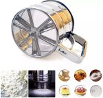 Flour Sifter, Stainless Steel Sifter for Baking, Double Layer Fine Mesh Baking Sifter, One Hand Press Crank Sifter for Powdered Sugar Shaker Duster, Flour Sieve Sifter for Baking Cakes - Image 4