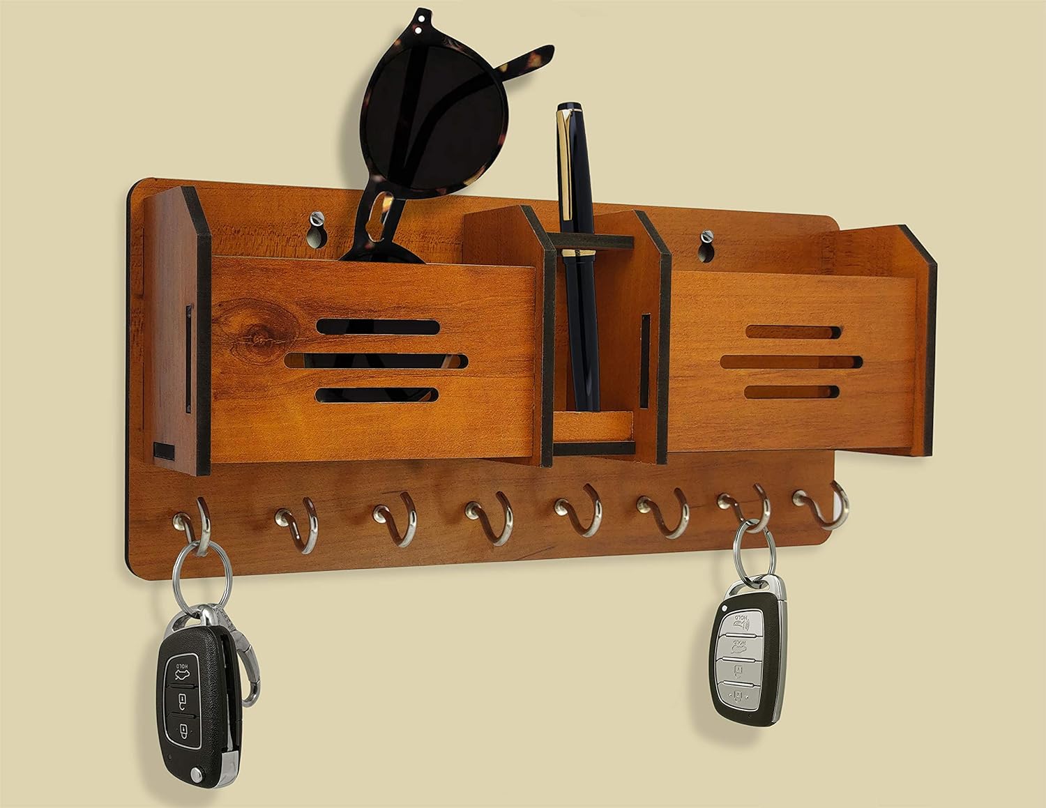 WhatsApp-Image-2024-03-24-at-3.45.16-PM.jpeg Multipurpose Design Wooden Key Holder I Home Decoration Items I Wall Decoration Items For Shop Wall Hanging For Keys - Image 1