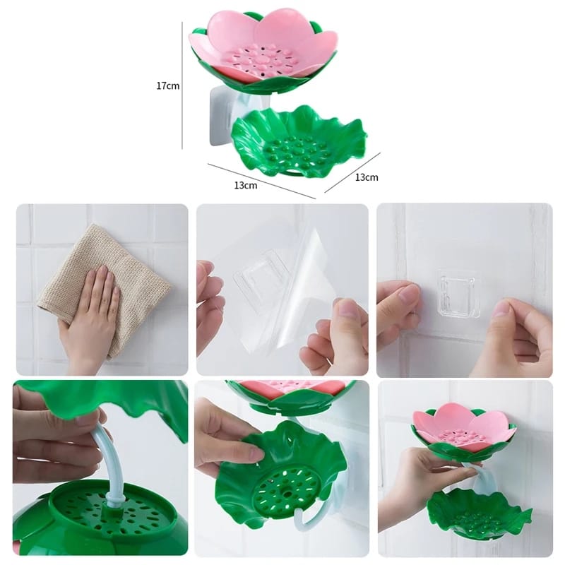 WhatsApp-Image-2024-05-18-at-3.38.24-PM-1.jpeg Double Wall Hanging Drain Soap Box Multifunctional Lotus Flower Shaped Soap Holder Bathroom Rack Household Non-slip Storage Hook (Random colors) - Image 1