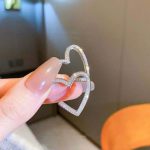 Golden Heart Shape Elegant Zircon Earrings  Material Alloy For Girls