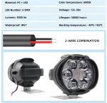 2PCS Work Lights 6 LED Motorcycle Headlight Spot Light Waterproof Super Bright Auxiliary Scooters Universal 12v Led Bar - Image 5
