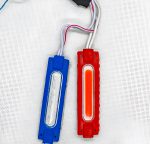 Pack of 2 pair (4pcs) High Quality Red and Blue Flasher Light Waterproof 12V LED Light For Bike and Cars - Image 2