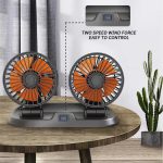 12v Car Dashboard cooling fan, dual head fan 360 degree rotation Fan for Cars - Image 2