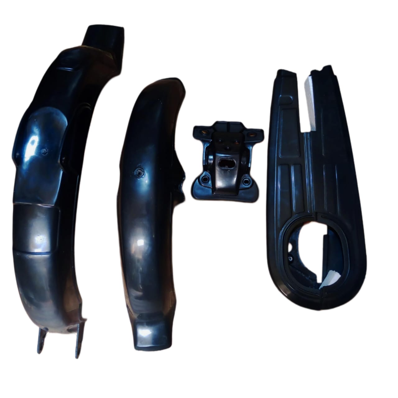 WhatsApp-Image-2024-08-23-at-11.38.41-PM-1.jpeg (Pack of 4) Unbreakable Plastic mudguards set plus chain cover and back light stand for all 70cc bikes - Image 1