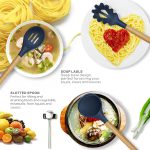 12 Pcs Silicone Cooking Utensils Kitchen Utensil Set | Heat Resistant Kitchen Non toxic Spatula Set with Turner Tongs,Spoon,Brush,Whisk-Wooden Handle - Random Color - Image 2