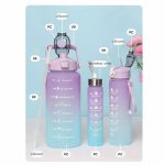 Sports Water Bottles 3 Pcs Set with Motivational Time Marker & Leak Proof Flip Top Lid  (random color) - Image 3