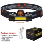 Rechargeable Ip65 Waterproof Headlight With COB Flashlight - Image 5