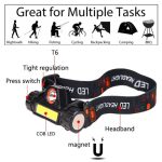 Rechargeable Ip65 Waterproof Headlight With COB Flashlight - Image 2