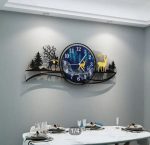 forest figure Deer  3d wood Wall clock blue jungle with light  Fancy Clocks for Bedroom and Drawing Room(with light) - Image 3