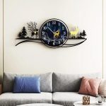 forest figure Deer  3d wood Wall clock blue jungle with light  Fancy Clocks for Bedroom and Drawing Room(with light) - Image 2