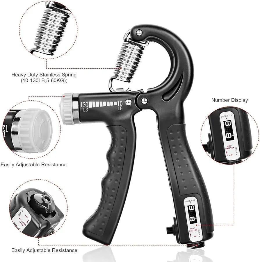 WhatsApp-Image-2024-11-03-at-2.52.11-PM.jpeg Hand Grip Strengthener Adjustable Resistance Wrist Strengthener Forearm Gripper Hand Workout Strength Trainer with counter (Random colour) - Image 1