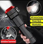 High-power Led Torch Light Rechargeable Flashlight And Multifunctional Tactical Hammer & Power Bank To Charge the Phone With Box~ 3000 mAh (random Color) - Image 2