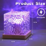 Dynamic Rotating Water Ripple Night Light 3 Colors Flame Crystal Lamp for Living Room Study Bedroom (with remote Attached USB cable) - Image 5