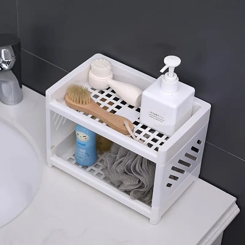 WhatsApp-Image-2024-12-05-at-7.45.03-PM.jpeg Desktop Double-Layer Plastic Storage Holder Rack Cosmetic Box Kitchen Bathroom Desk Shelf Organizer Office Supplies Stationery (Random Color) - Image 1