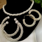 Women Pearl Elegant Jewelry Set ,Kangan, Mala & Earrings Pearl Set(white) - Image 2