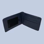 buffalo Leather  Plain Wallet Men Short Wallet Purse Small Vintage Wallets Card Holder ( dark blue ) - Image 2