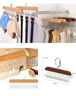 8 Hooks Wooden Clothes Hanger With Tie Rack Belt Hangers with 360°Rotating - Image 3