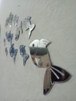 30 Pcs  Acrylic Fishes Mirror Wall Art Decor Fishes Mirror Stickers Decals for Kids Girls Bedroom Bathroom Playroom silver - Image 3