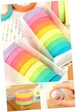 10 Rolls Chic Washi Tape Colorful Rainbow Design Removable Decorative Tape for DIY Stationery Wrapping Photo Album (Random Color) - Image 3