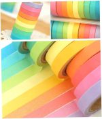 10 Rolls Chic Washi Tape Colorful Rainbow Design Removable Decorative Tape for DIY Stationery Wrapping Photo Album (Random Color) - Image 2