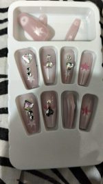 10 PCs Fake Nails False Nails Wearable Nails Stylish Pattern Artificial Nails | Fake Nails For Girls | Artificial Nails For Women with Sticking Dots ( Random Design ) - Image 5