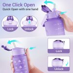 Sports Water Bottles 3 Pcs Set with Motivational Time Marker & Leak Proof Flip Top Lid  (random color) - Image 2
