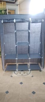 Portable Storage Cabinet 3 Door Large Size 5 by 4 Ft | Aluminum Rods and Fabrics Wardrobe Stand - Image 2