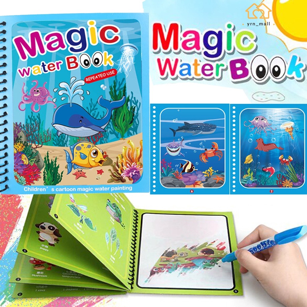 a473657c-8bcd-4a58-a06d-ef41803bc226.jpeg Magic Water Book Painting Drawing Coloring Board Book Magic Water Pen ( Random Book ) - Image 1