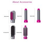 Hair Dryer Brush 5 in 1 Electric Blow Dryer Hair Comb Curling Wand Detachable Brush Kit Negative Ion Straightener Hair Curler ( random color) - Image 4