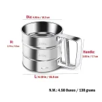 Flour Sifter, Stainless Steel Sifter for Baking, Double Layer Fine Mesh Baking Sifter, One Hand Press Crank Sifter for Powdered Sugar Shaker Duster, Flour Sieve Sifter for Baking Cakes - Image 3