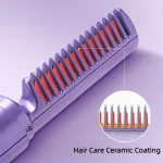 2 in 1 Rechargeable Hair Styling Brush, Straightener, Curler | Negative Ion Travel Heat Comb (random color)