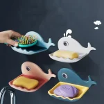 Fish-Shaped Double-Layer Adhesive Waterproof Soap Bar Holder Stand Rack For Bathroom, Shower, And Kitchen Walls (Pieces 1)( random color) - Image 3